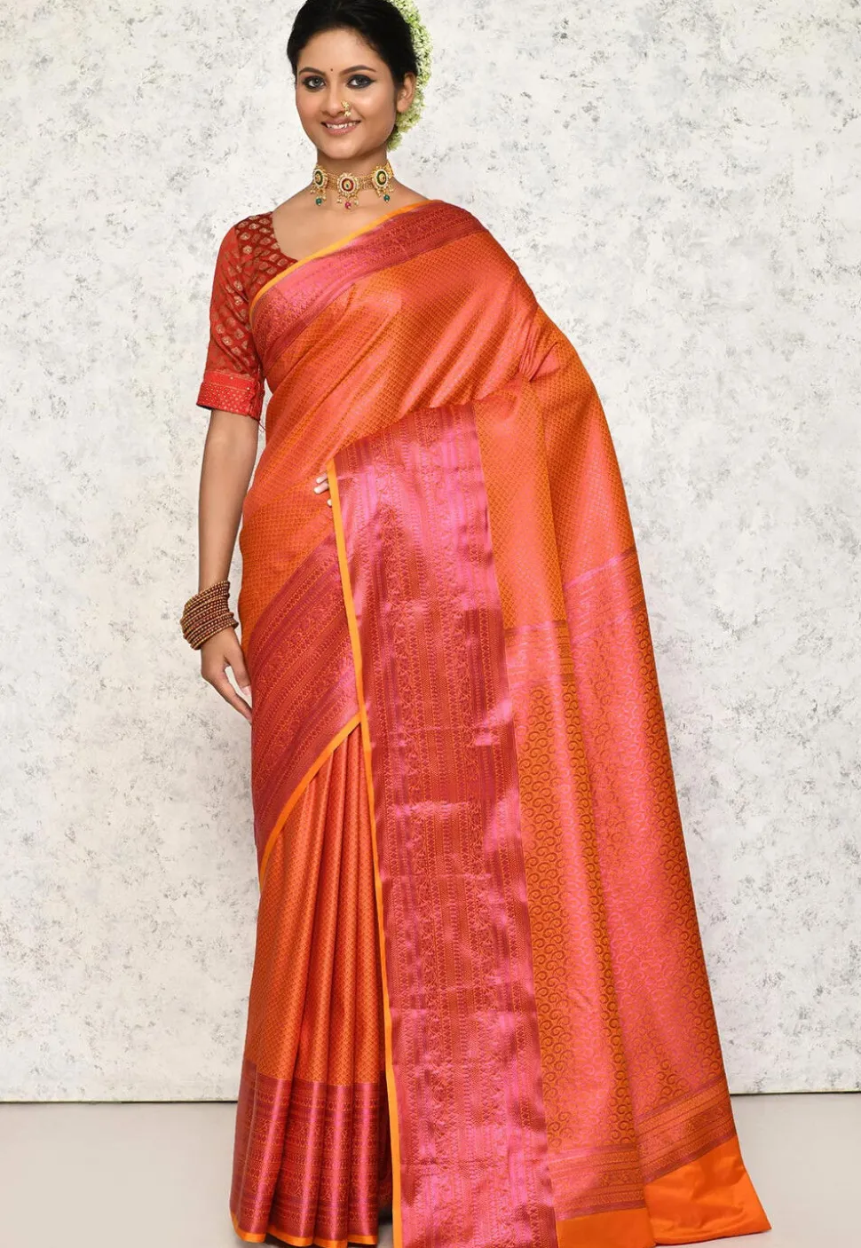 Kanchipuram Saree in Orange