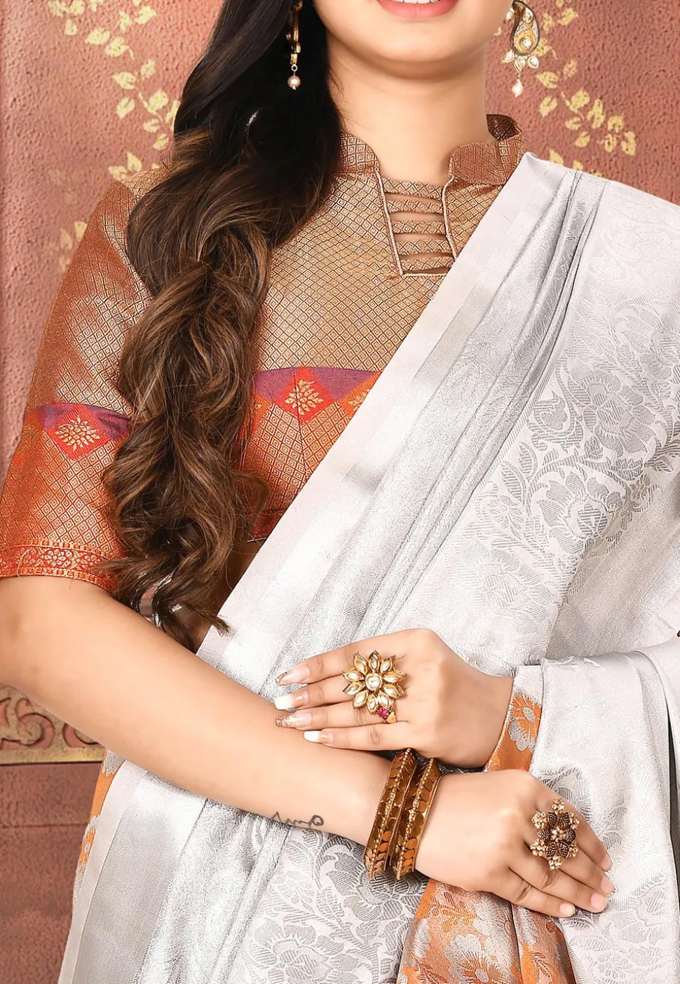 Kanchipuram Saree in Orange