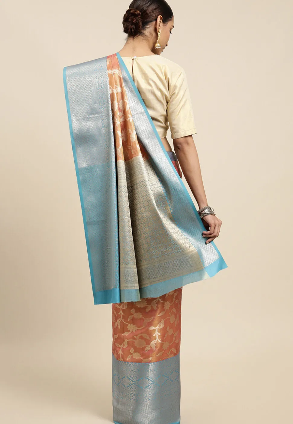 Kanchipuram Saree in Peach