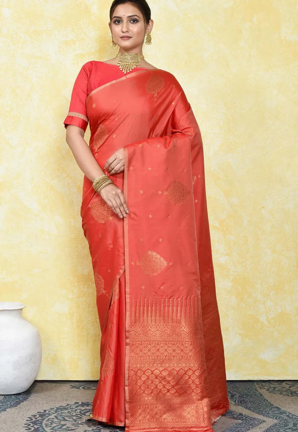 Kanchipuram Saree in Peach