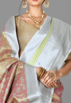 Kanchipuram Saree in Pink and Golden