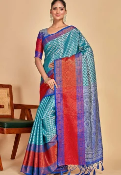 Kanchipuram Saree in Teal Blue