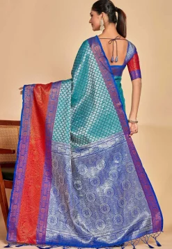 Kanchipuram Saree in Teal Blue