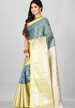 Kanchipuram Saree in Teal Blue