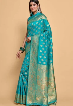Kanchipuram Saree in Turquoise
