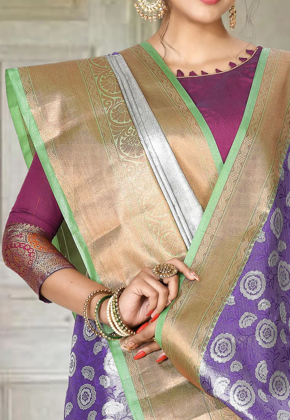 Kanchipuram Saree in Violet