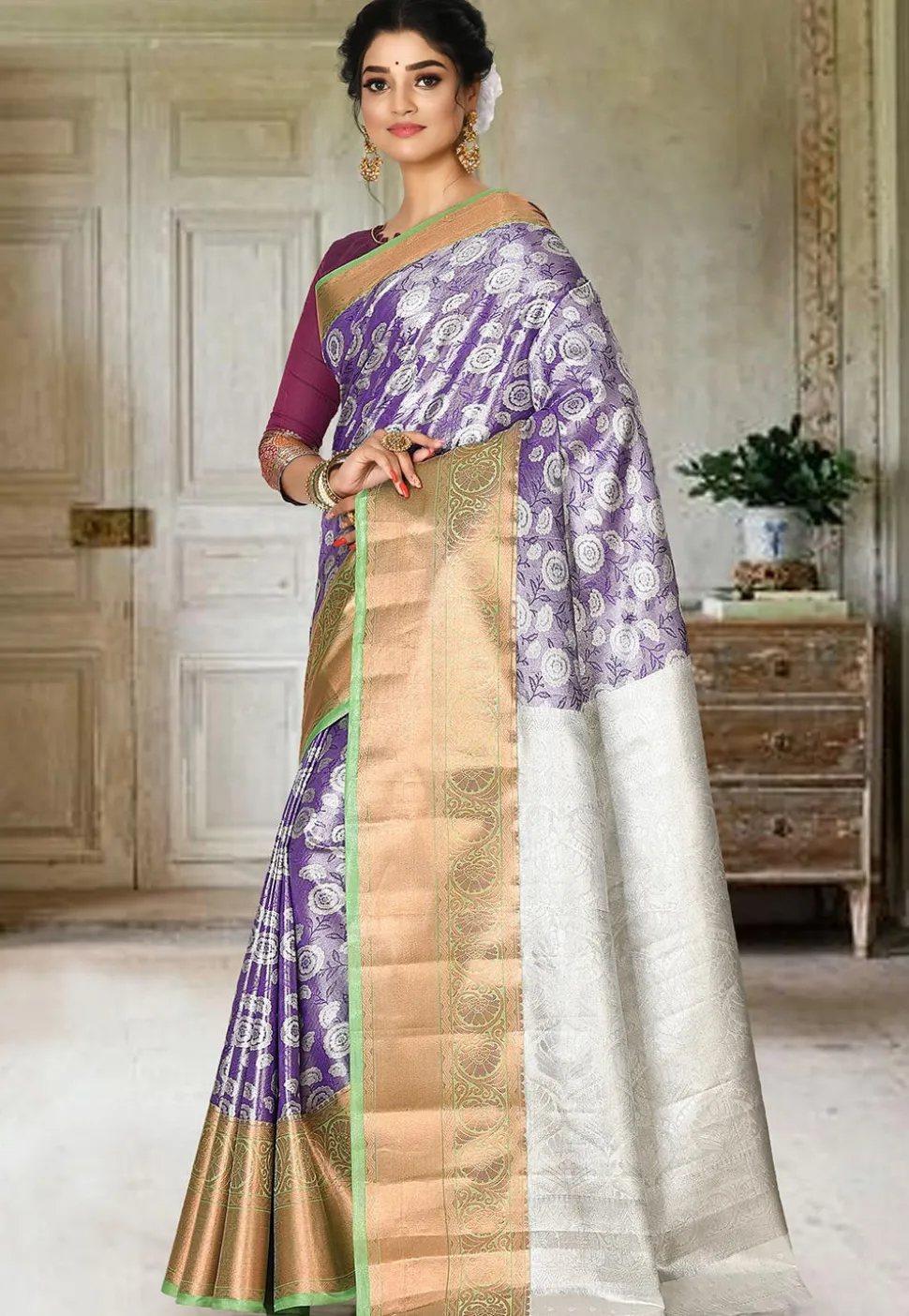 Kanchipuram Saree in Violet