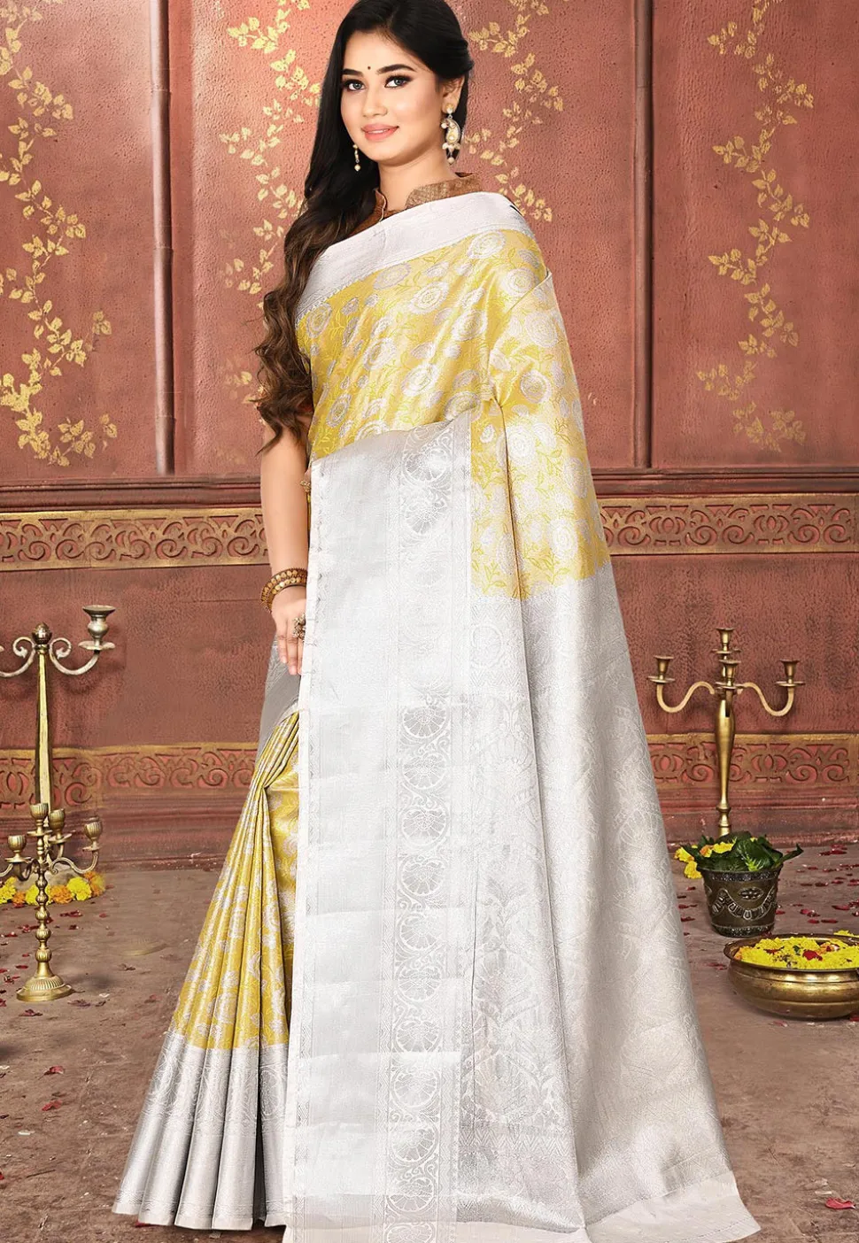 Kanchipuram Saree in Yellow