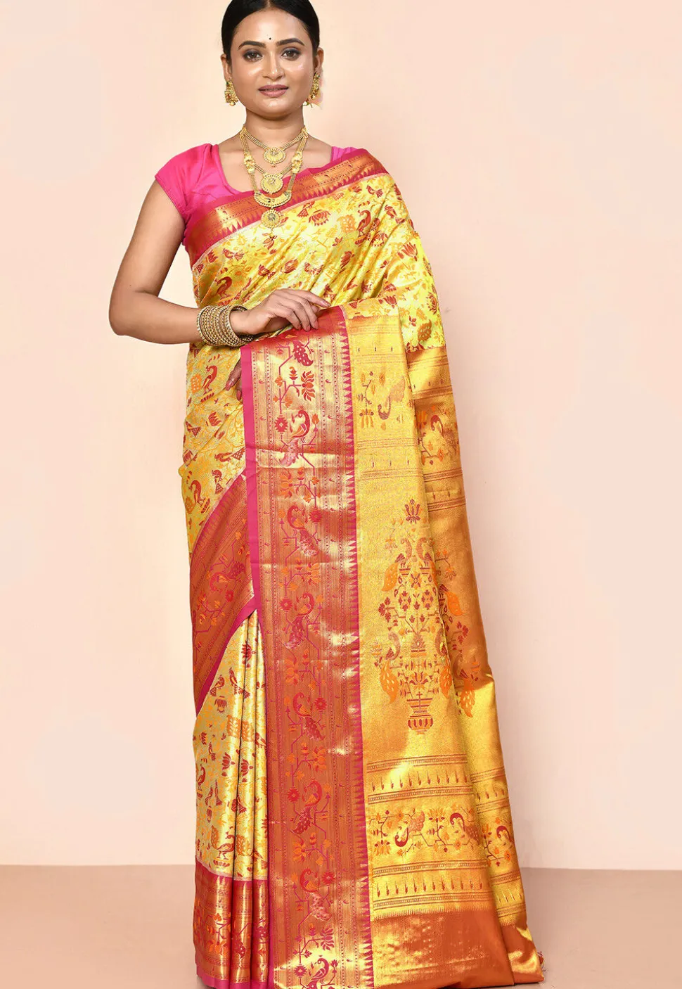 Kanchipuram Saree in Yellow