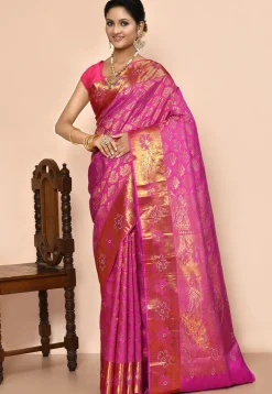 Kanchipuram Silk Embellished Saree in Pink