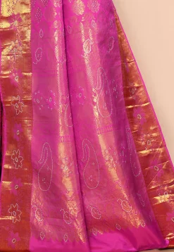 Kanchipuram Silk Embellished Saree in Pink