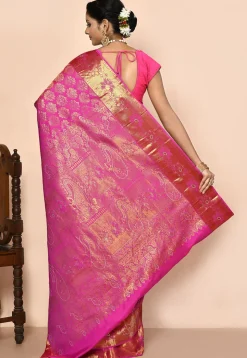 Kanchipuram Silk Embellished Saree in Pink