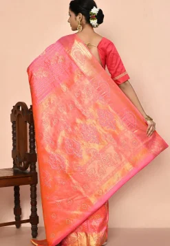 Kanchipuram Silk Embellished Saree in Peach