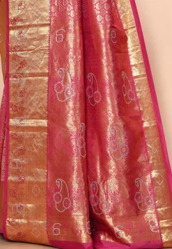 Kanchipuram Silk Embellished Saree in Pink