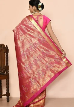 Kanchipuram Silk Embellished Saree in Pink