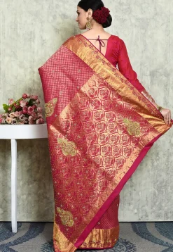 Kanchipuram Silk Embellished Saree in Fuchsia