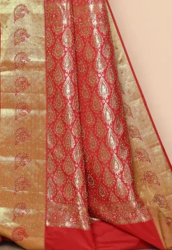 Kanchipuram Silk Embellished Saree in Red