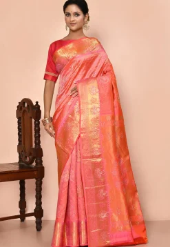 Kanchipuram Silk Embellished Saree in Peach