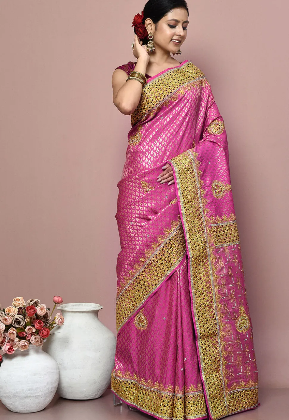 Kanchipuram Silk Saree in Pink
