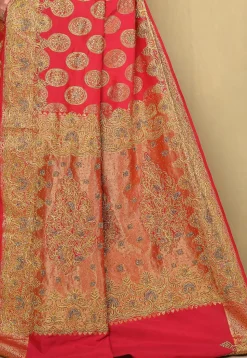 Kanchipuram Silk Saree in Coral Red
