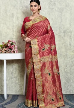 Kanchipuram Silk Saree in Dark Pink