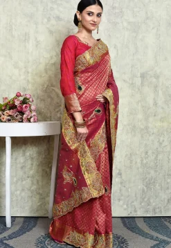 Kanchipuram Silk Saree in Dark Pink