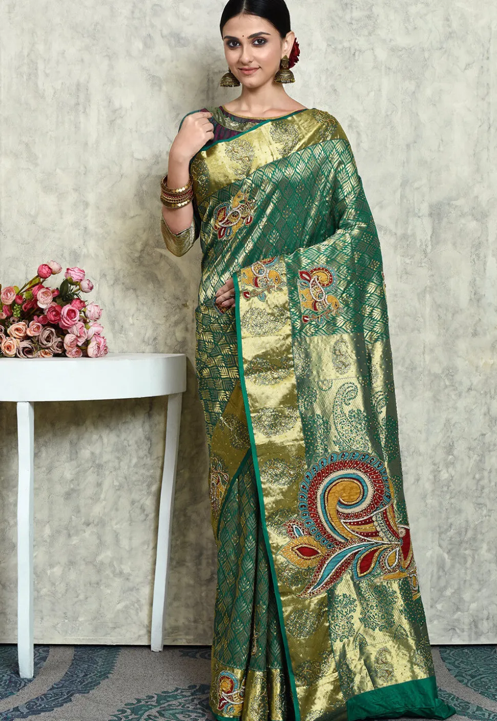 Kanchipuram Silk Saree in Green
