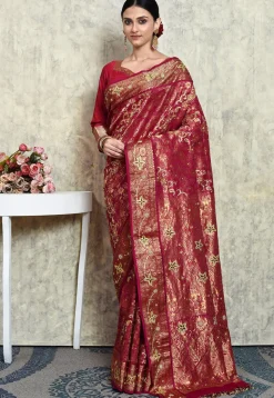 Kanchipuram Silk Saree in Dark Magenta