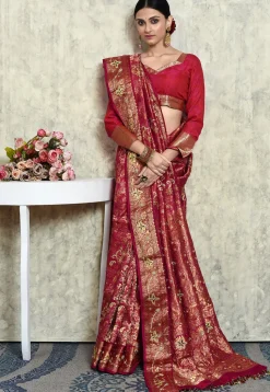 Kanchipuram Silk Saree in Dark Magenta