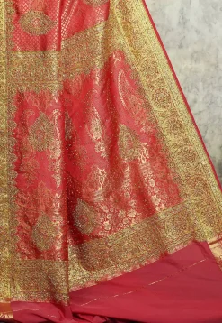 Kanchipuram Silk Saree in Coral Pink