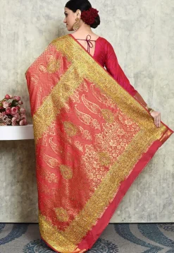 Kanchipuram Silk Saree in Coral Pink