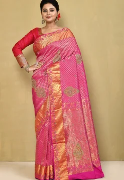 Kanchipuram Silk Saree in Fuchsia