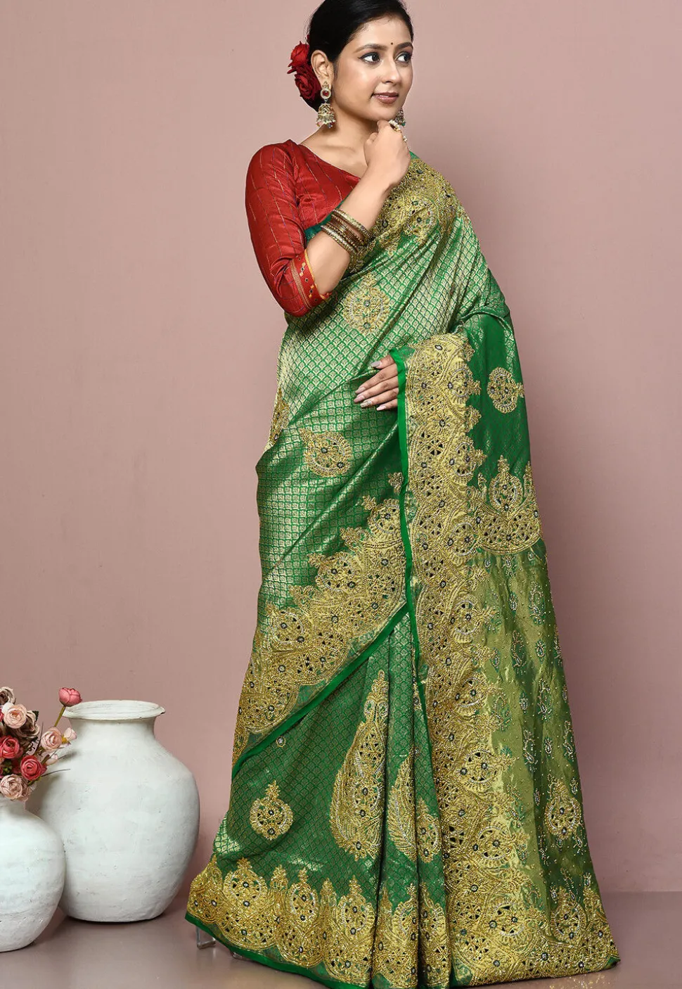 Kanchipuram Silk Saree in Green