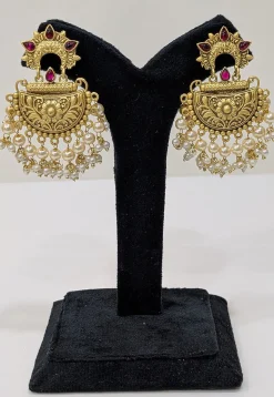 Kemp Stone Studded Chandbali Earrings