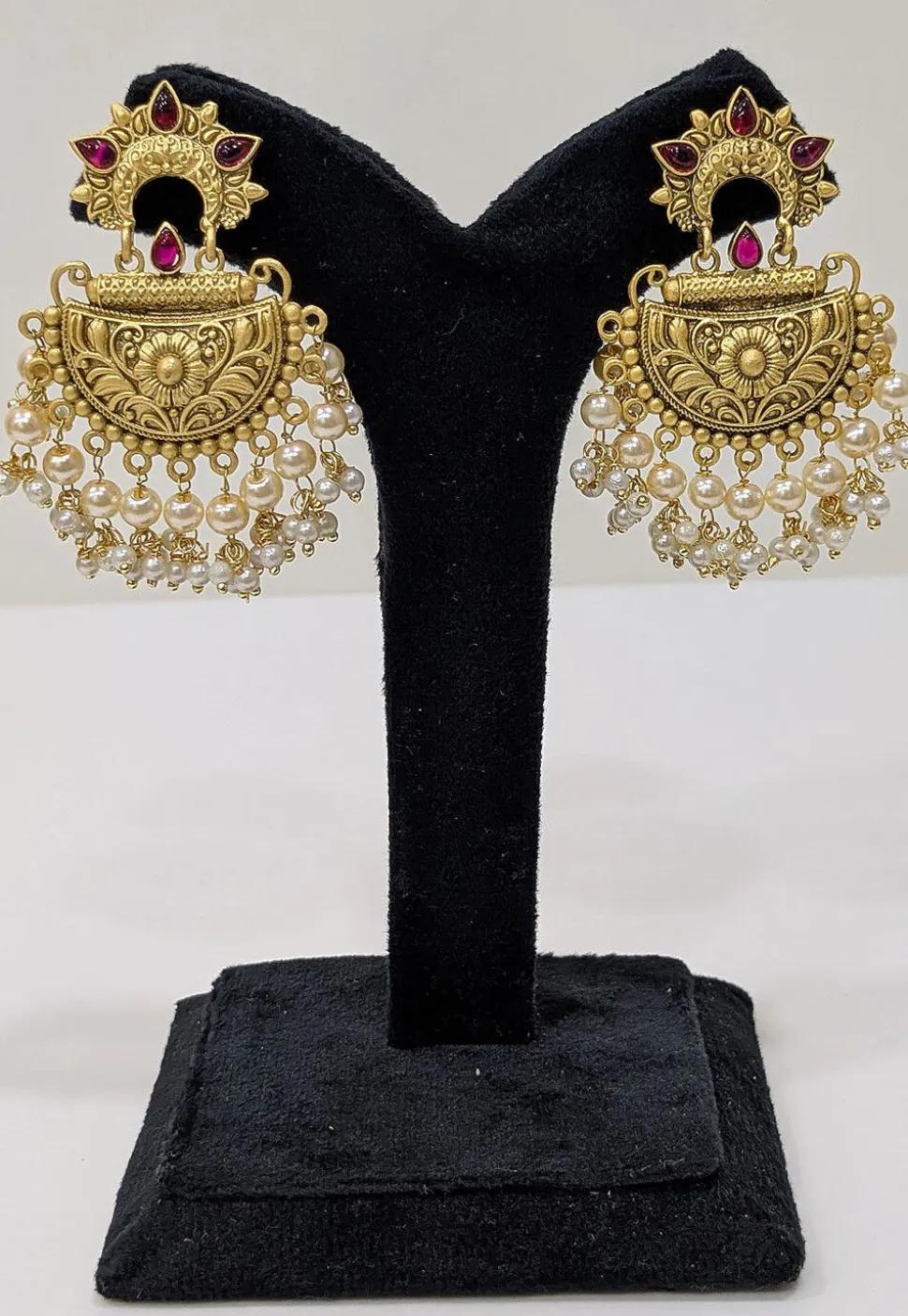 Kemp Stone Studded Chandbali Earrings