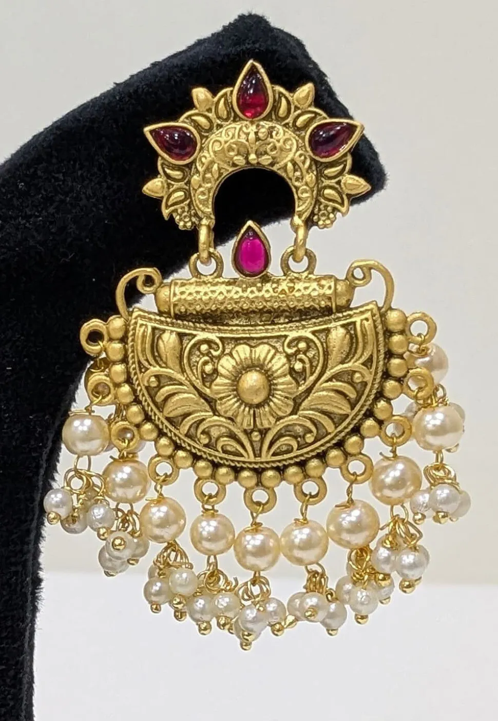 Kemp Stone Studded Chandbali Earrings