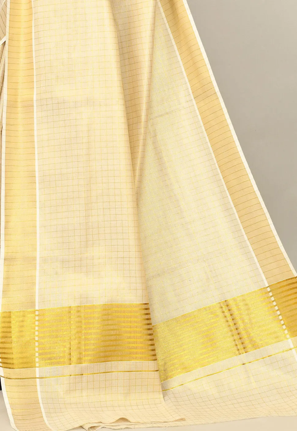 Kerala Kasavu Pure Cotton Saree in Beige