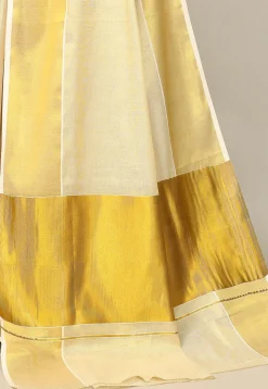 Kerala Kasavu Pure Cotton Saree in Beige