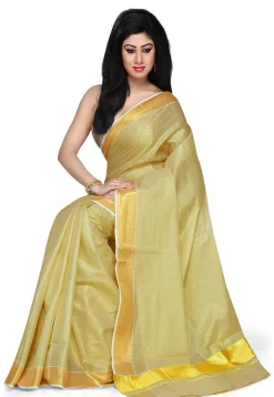 Kerala Kasavu Pure Cotton Saree in Beige