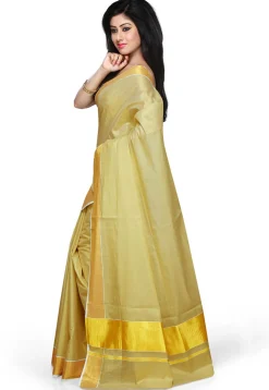 Kerala Kasavu Pure Cotton Saree in Beige