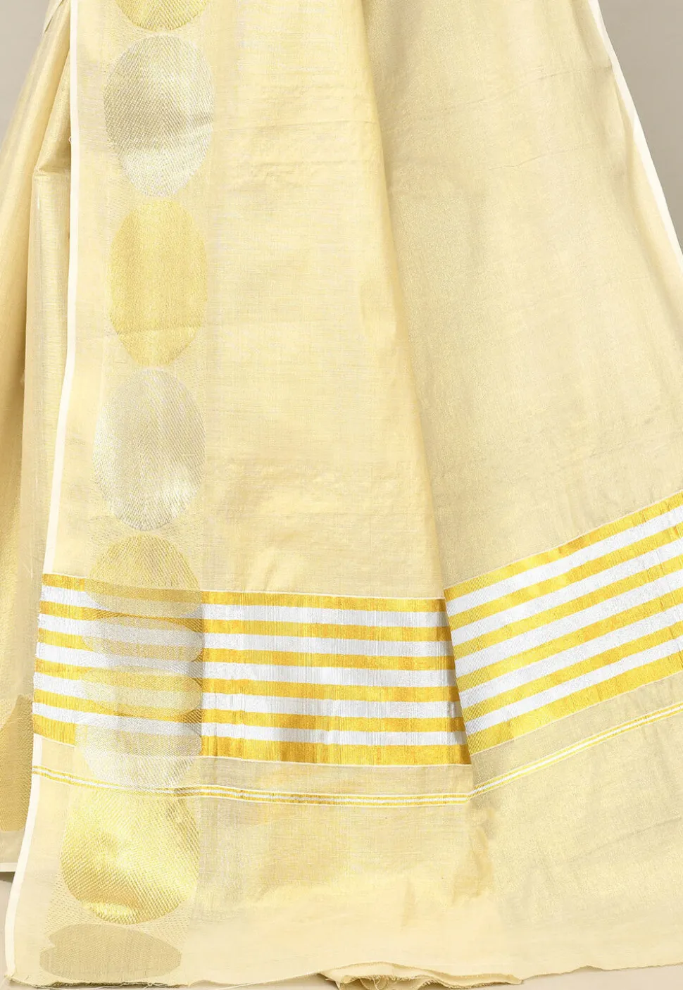 Kerala Kasavu Pure Cotton Saree in Beige