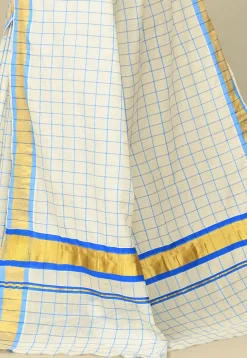Kerala Kasavu Pure Cotton Saree in Off White
