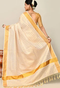 Kerala Kasavu Pure Cotton Saree in Beige
