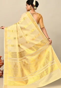 Kerala Kasavu Pure Cotton Saree in Beige