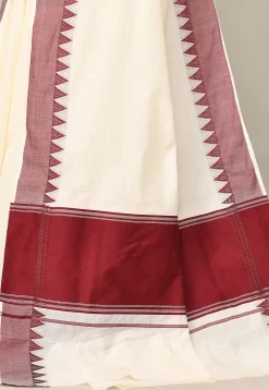 Kerala Kasavu Pure Cotton Saree in Off White