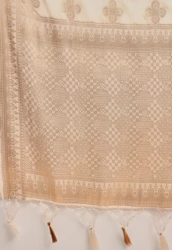 Kerela Kasavu Silk Crepe Saree in Cream