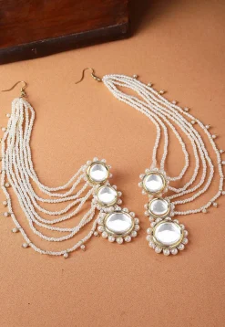 Kundan Earrings with Ear Chain