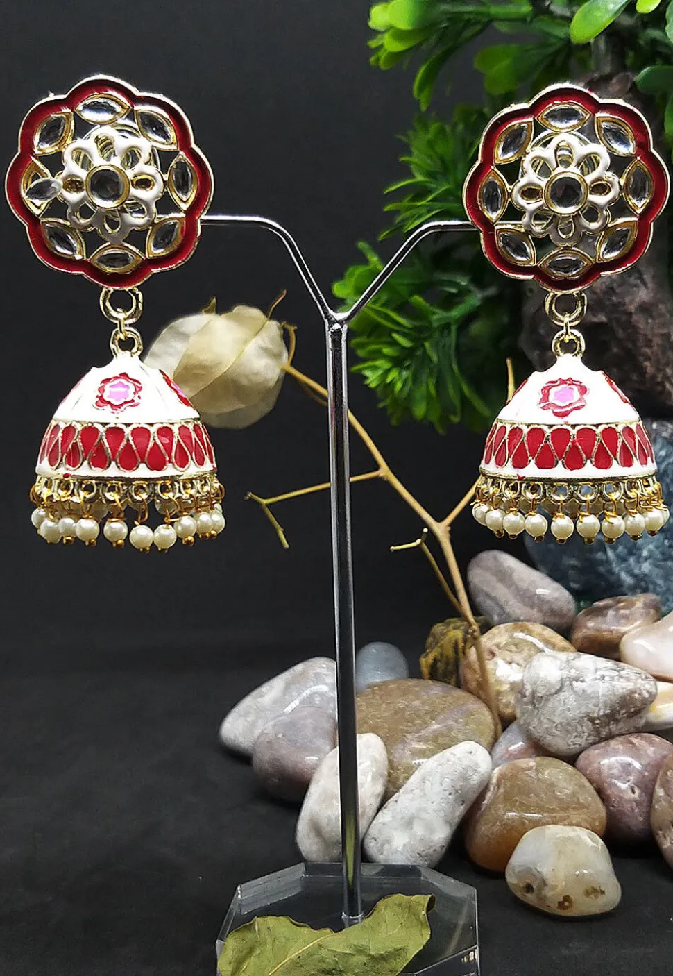 Kundan Jhumka Style Earrings