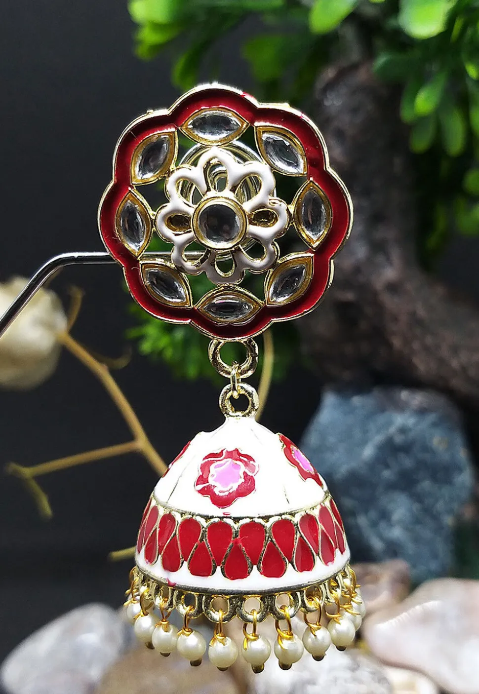 Kundan Jhumka Style Earrings
