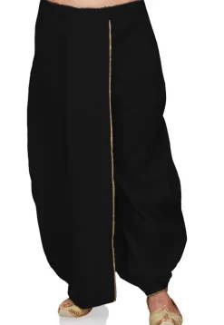 Lace Border Art Silk Dhoti Pant in Black